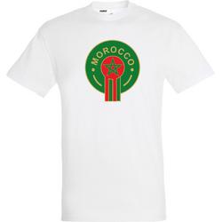 T-shirt Embleem Marokko Groot | Rood Marokko Shirt | WK 2022 Voetbal | Morocco Supporter | Wit | maat XL